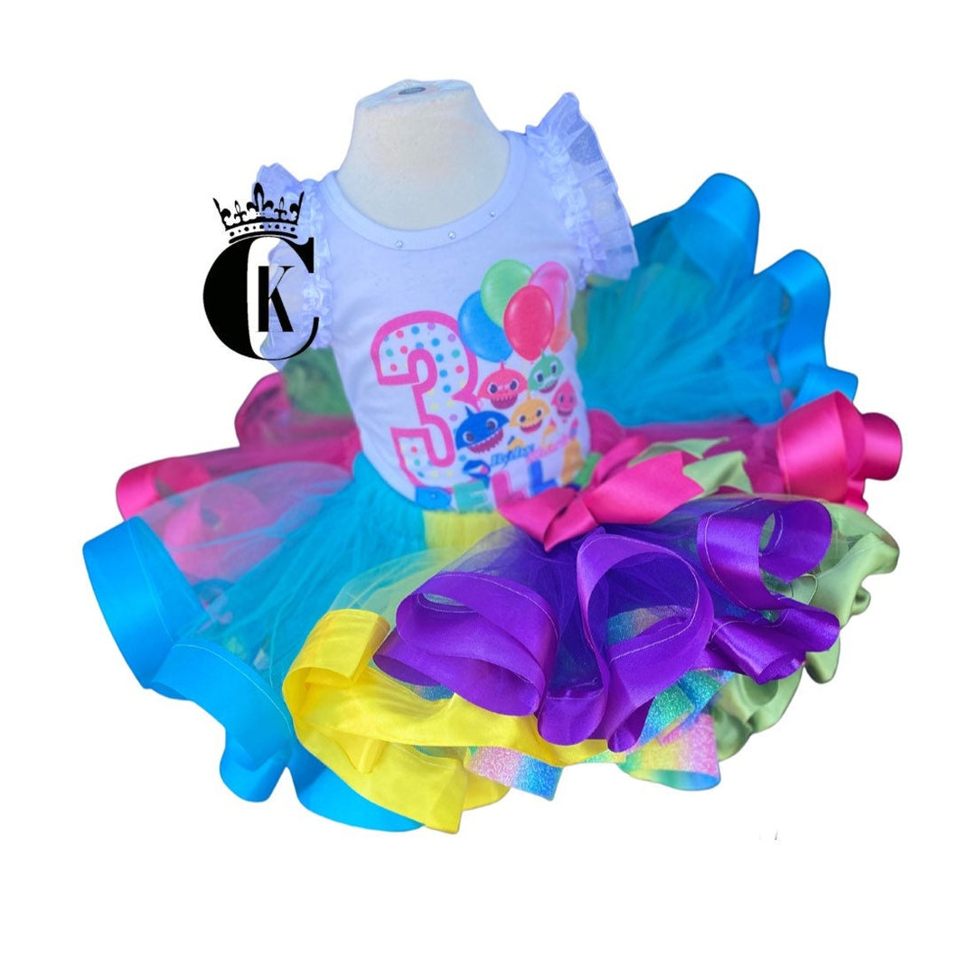 Baby Shark Ribbon Tutu set (bold colors)