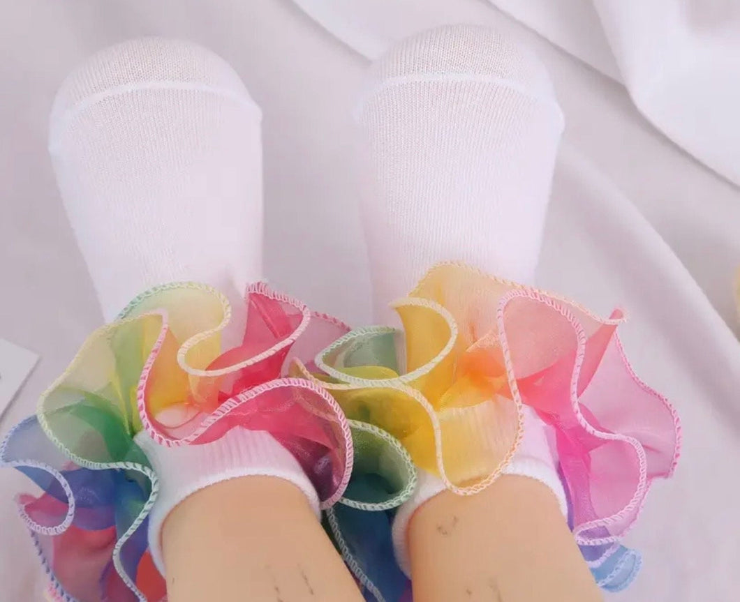 Ruffle organza multi colored socks